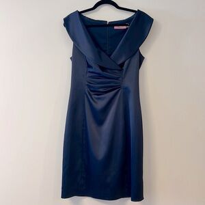 Eliza J classic navy satin sleeveless dress
